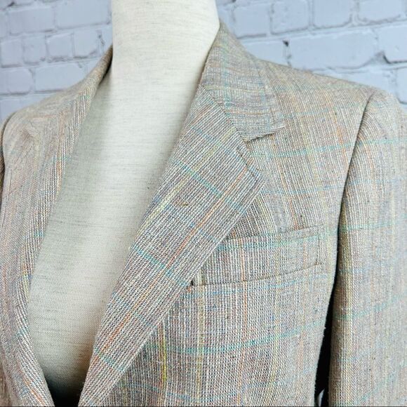 Vintage 70s Austin Reed of Regent Street Union Made in USA Tan Tweed Blazer - Picture 4 of 13